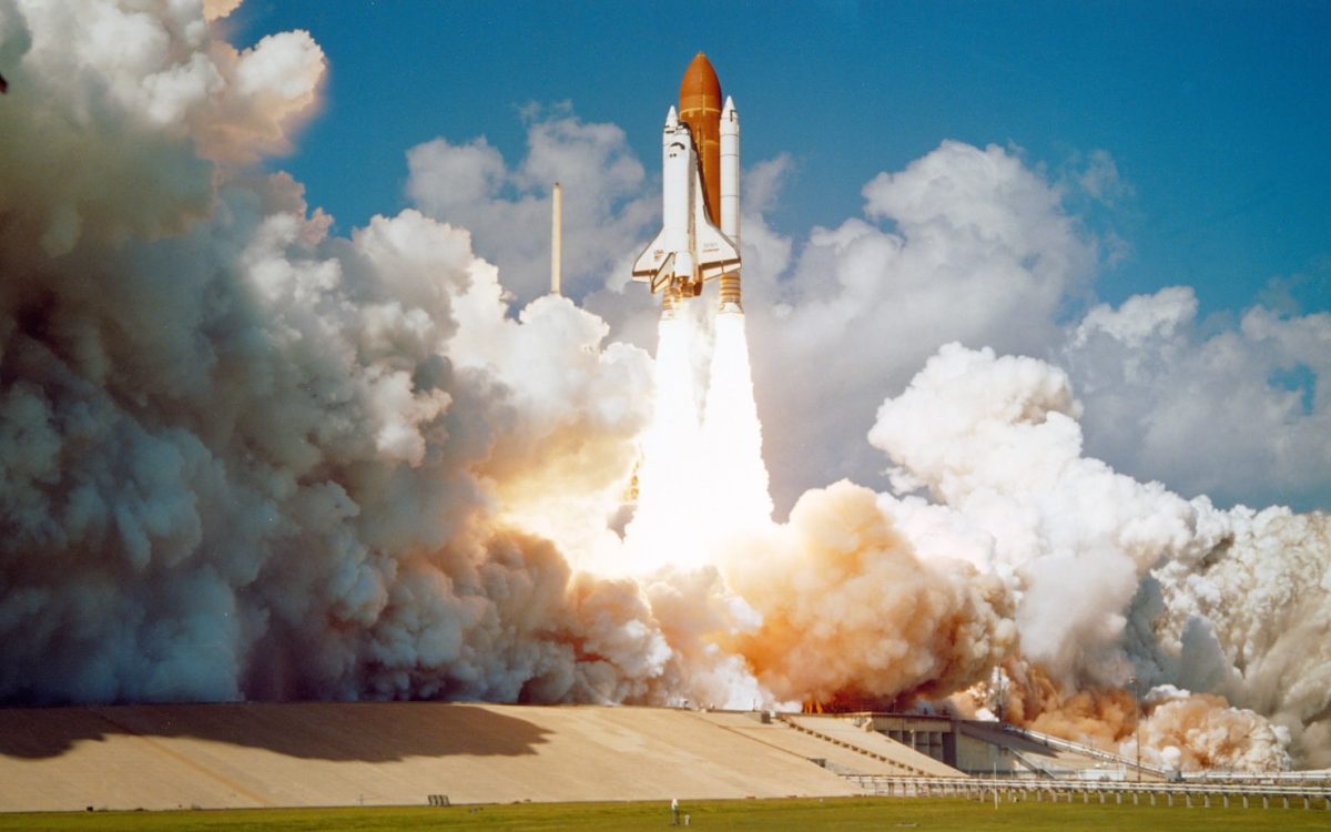 Space Shuttle Challenger launches from Kennedy Space Center