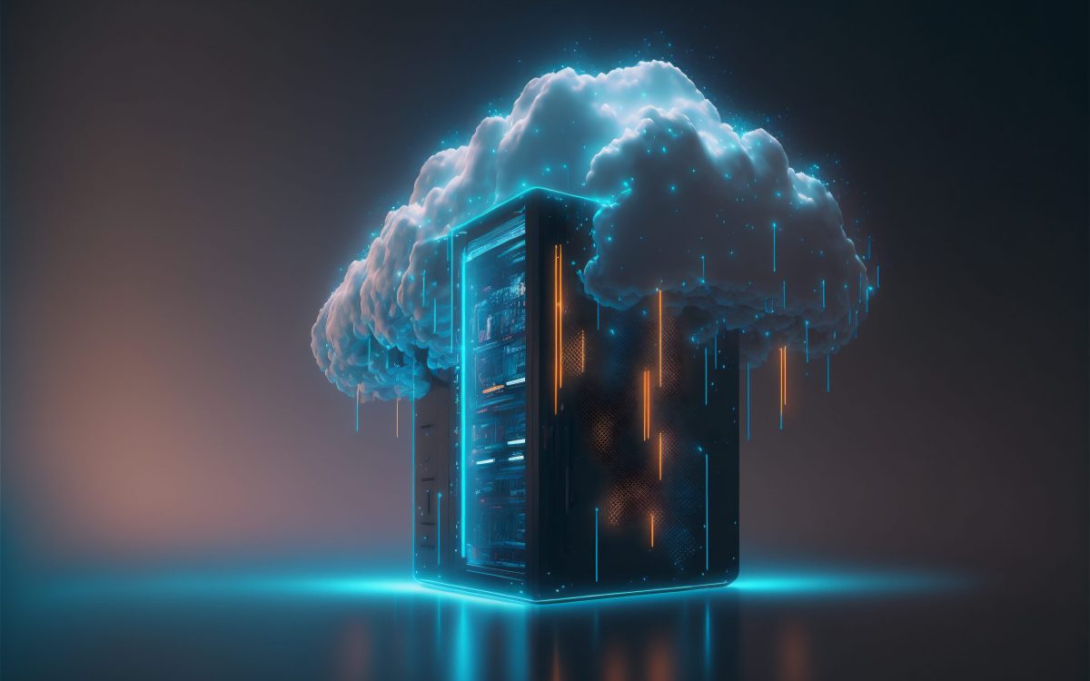 Server cloud data storage concept solution. Web database backup computer infrastructure technology. Cloudscape digital online service for global network.